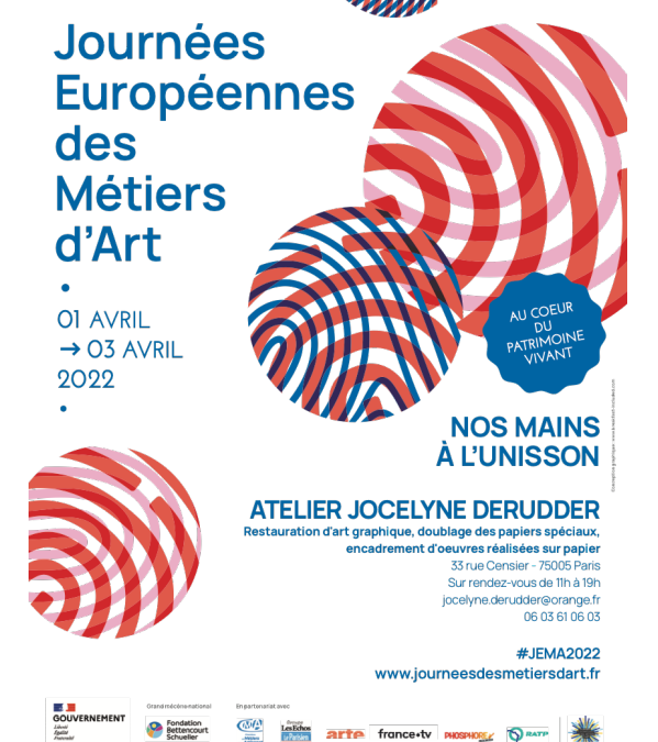 Journées européennes des métiers d’arts – 1 – 2 -3 Avril 2022